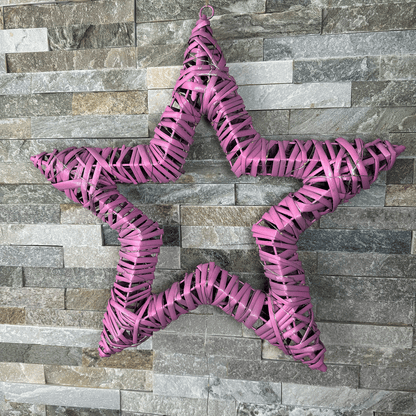 Pink Rattan Christmas Star with LED Lights
