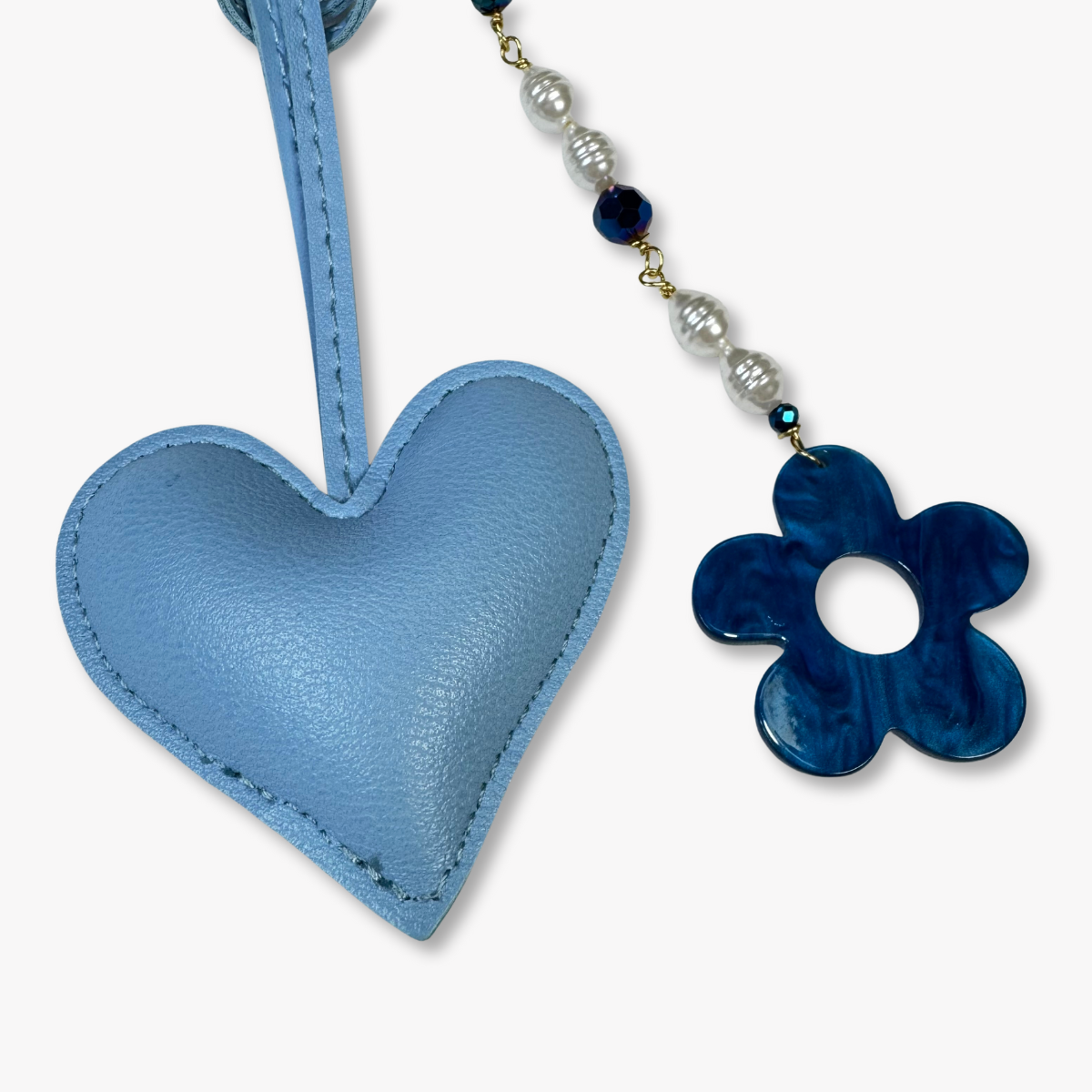 Blue Heart Flower Bag Charm
