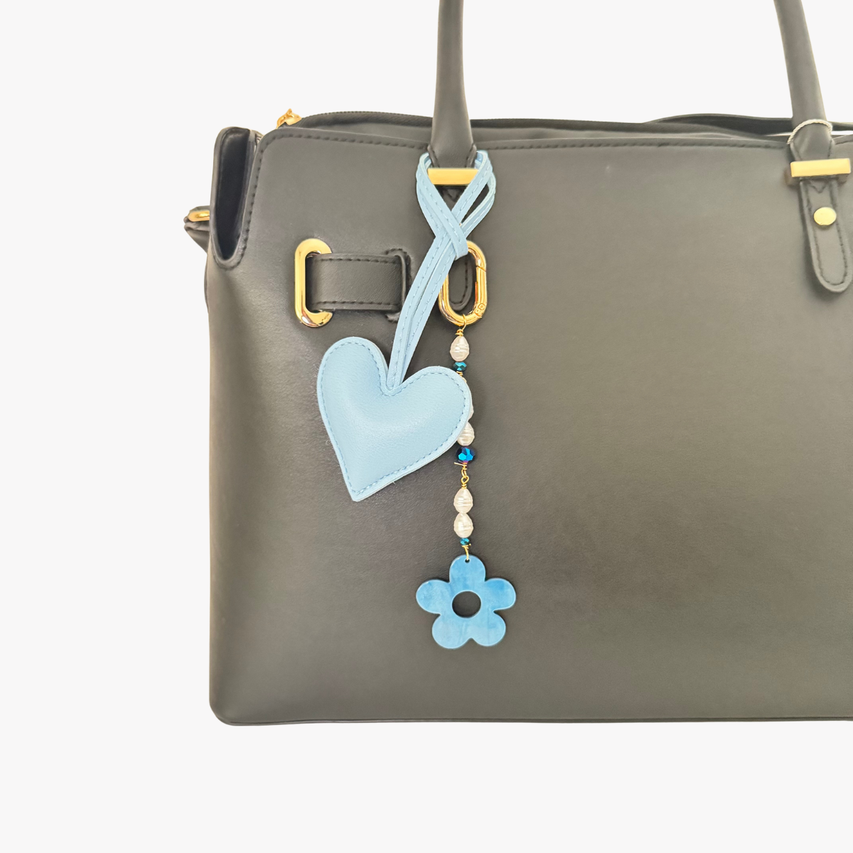 Blue Heart Flower Bag Charm