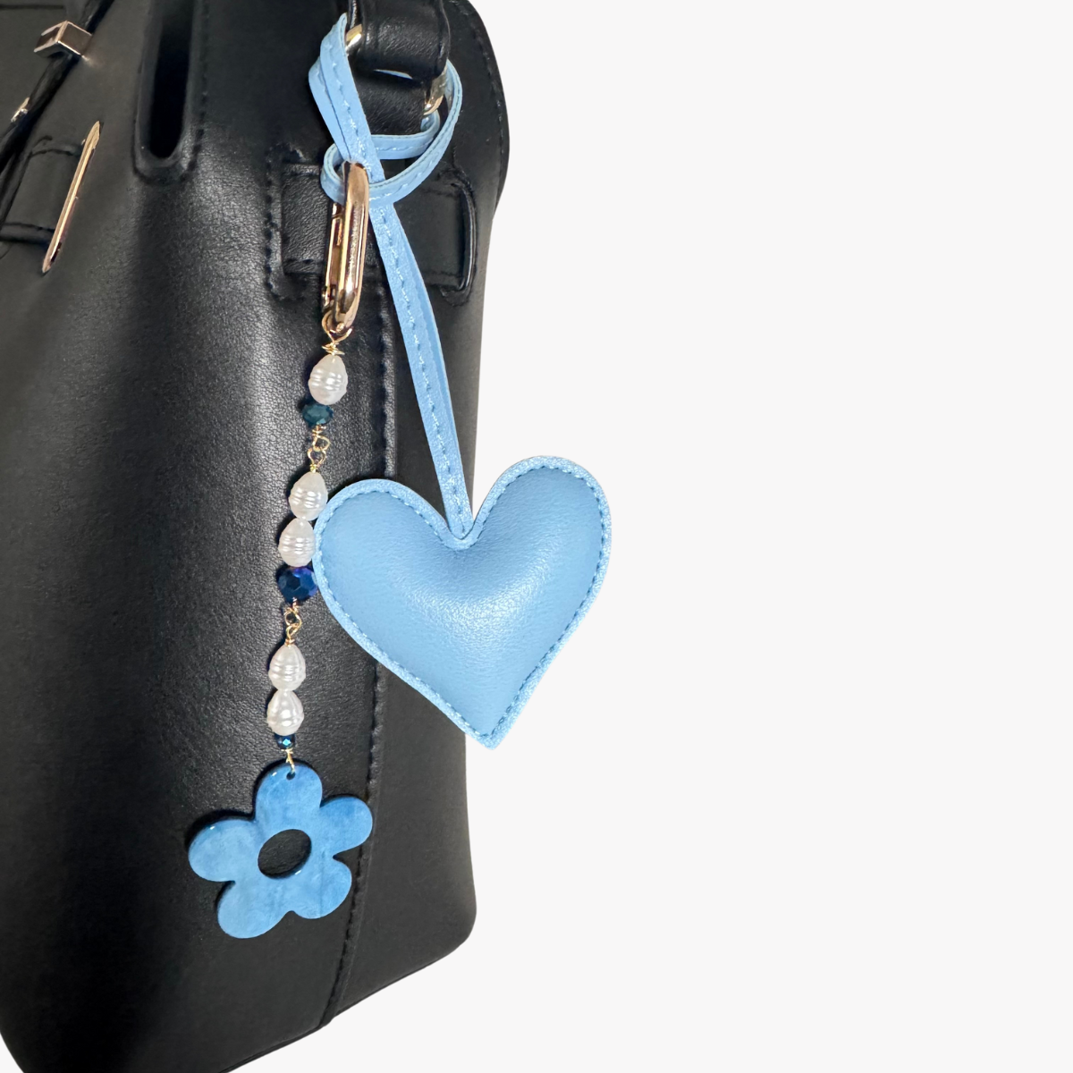Blue Heart Flower Bag Charm