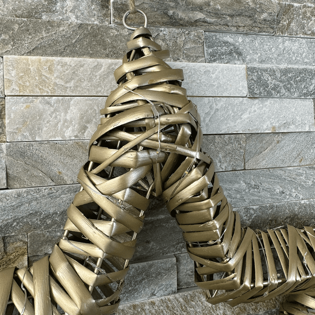 Gold Rattan Christmas Star with LED Lights