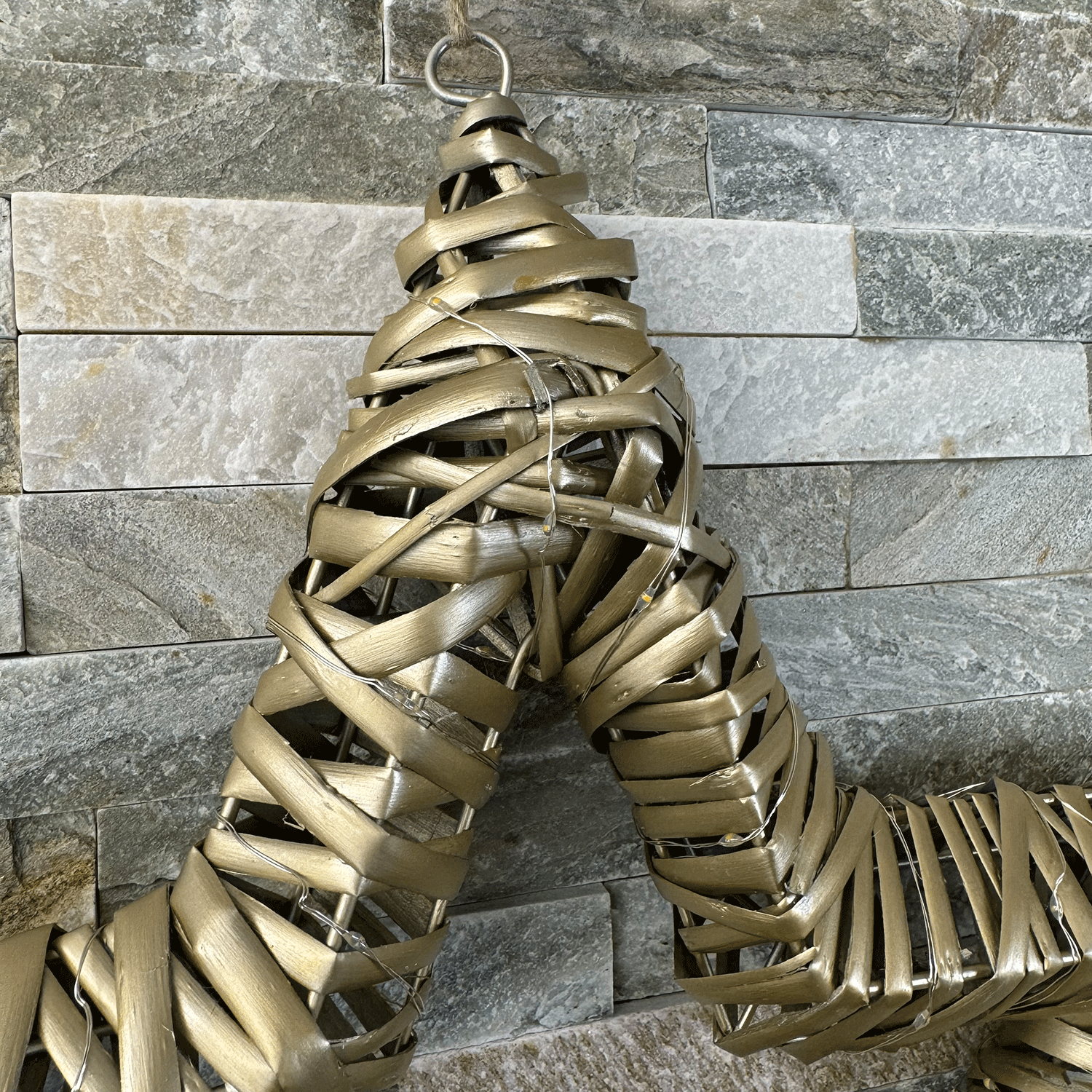 Gold Rattan Christmas Star with LED Lights