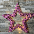 Pink Rattan Christmas Star with LED Lights