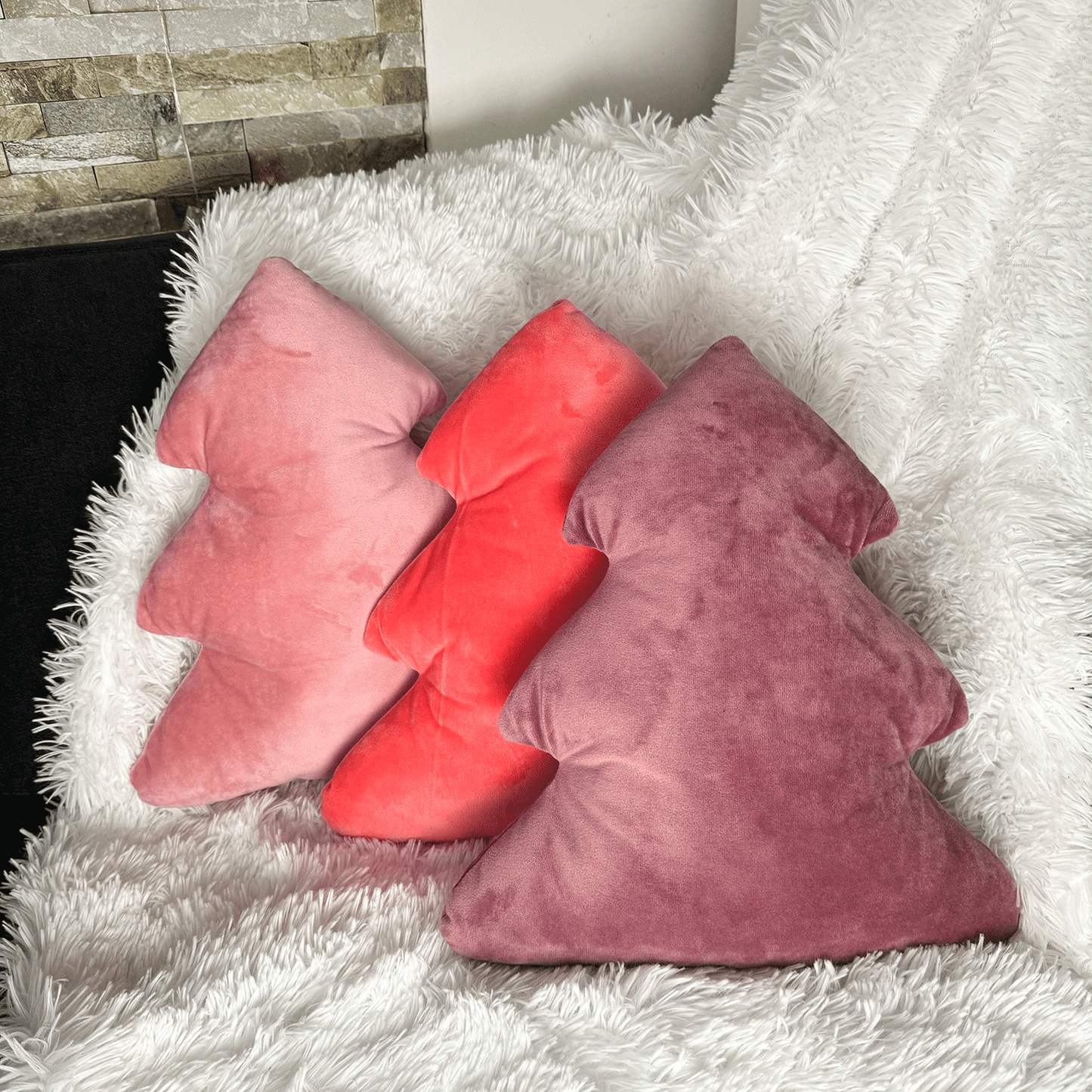Pink Christmas Tree Shaped Pillow