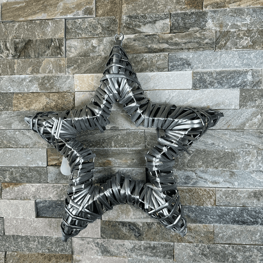 Silver Rattan Christmas Star with LED Lights