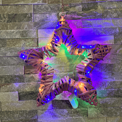 Pink Rattan Christmas Star with LED Lights