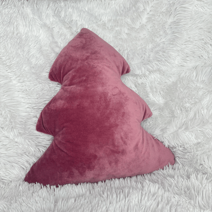 Dark Old Pink Christmas Tree Shaped Pillow