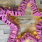 Pink Rattan Christmas Star with LED Lights