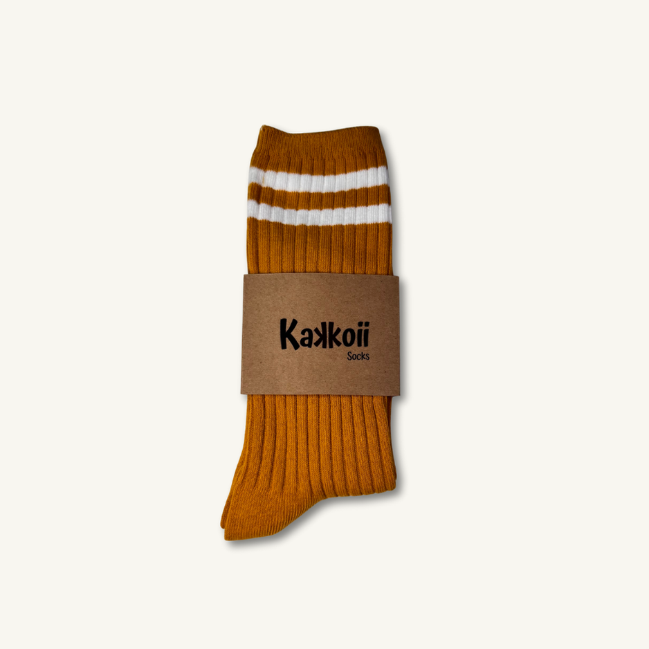 mustard socks with stripes
