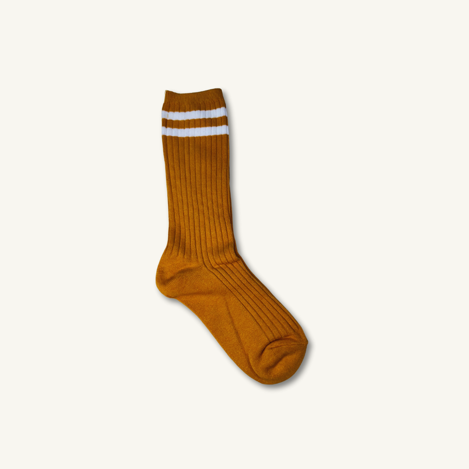 mustard with white stripes socks 