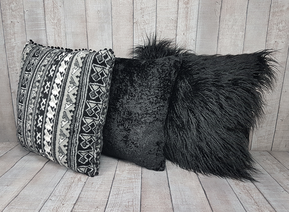 Black Long Fur Cushion Cover 45x45