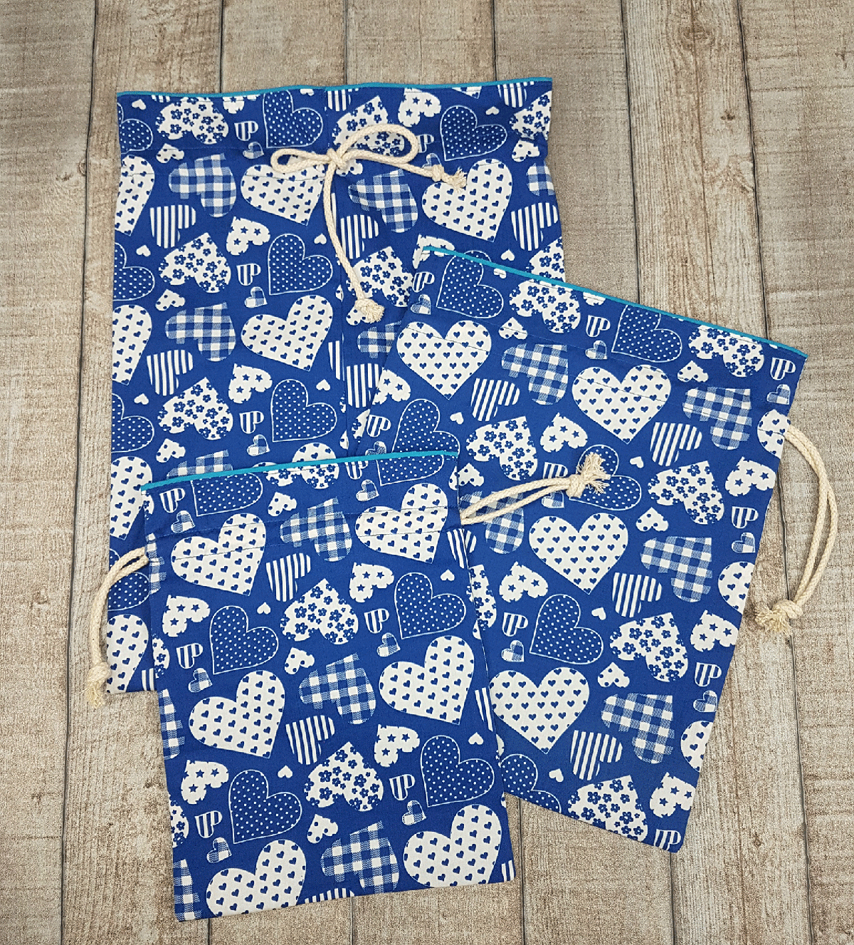 Drawstring Gift Bags Blue (set of 3)
