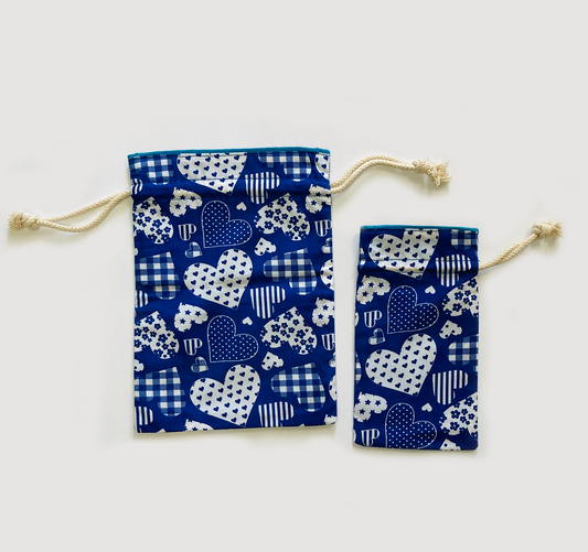 Drawstring Gift Bags Blue (set of 2)