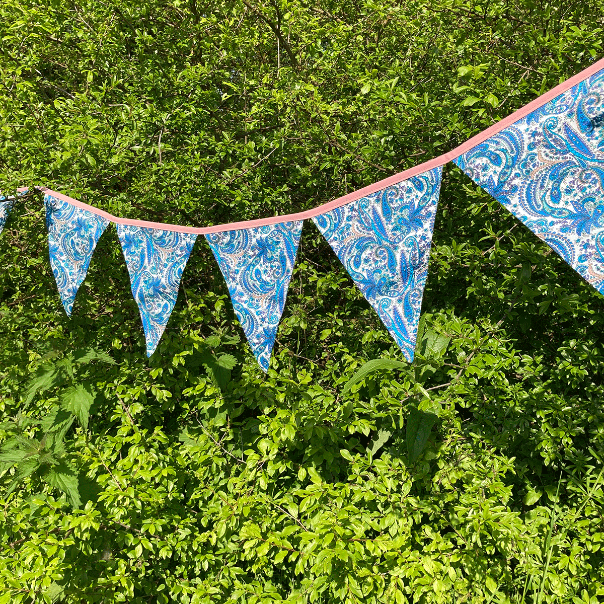 Boho Style Fabric Bunting Blue