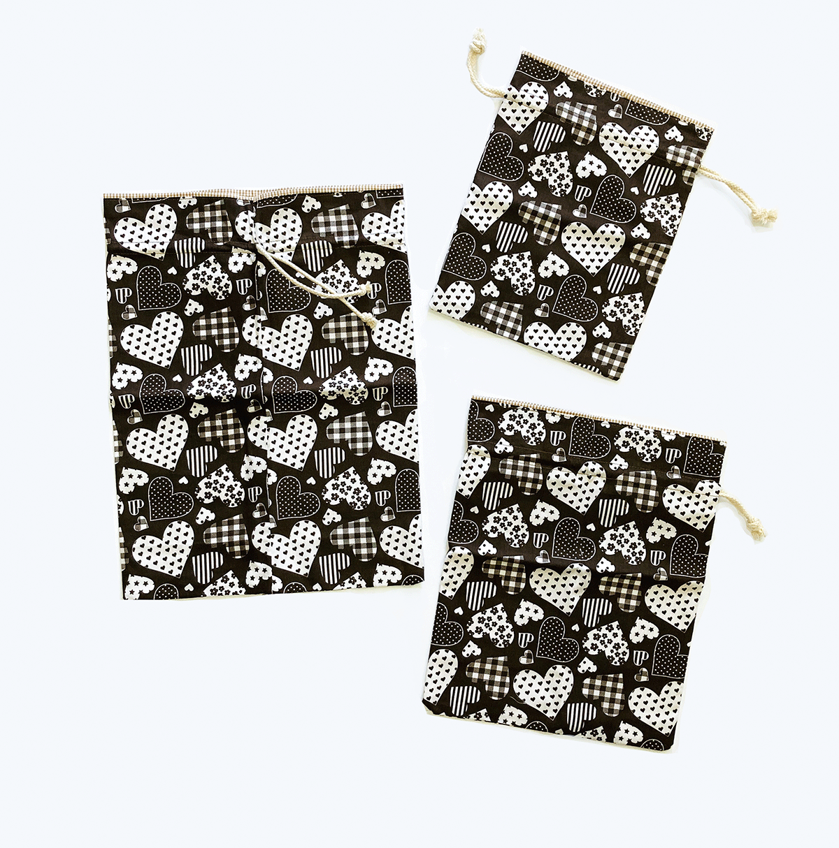 Drawstring Gift Bags Brown (set of 3)