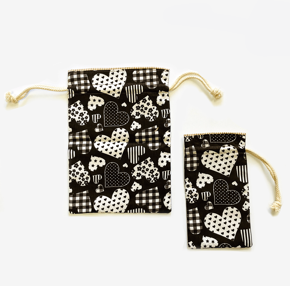 Drawstring Gift Bags Brown (set of 2)