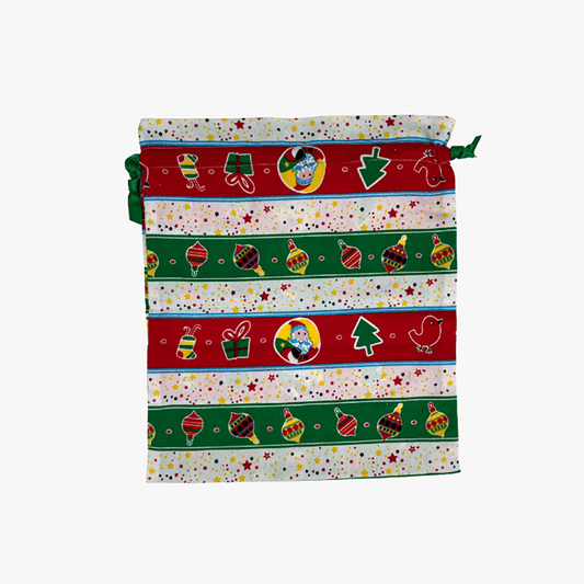 Christmas Print Cotton Christmas Gift Bag Large