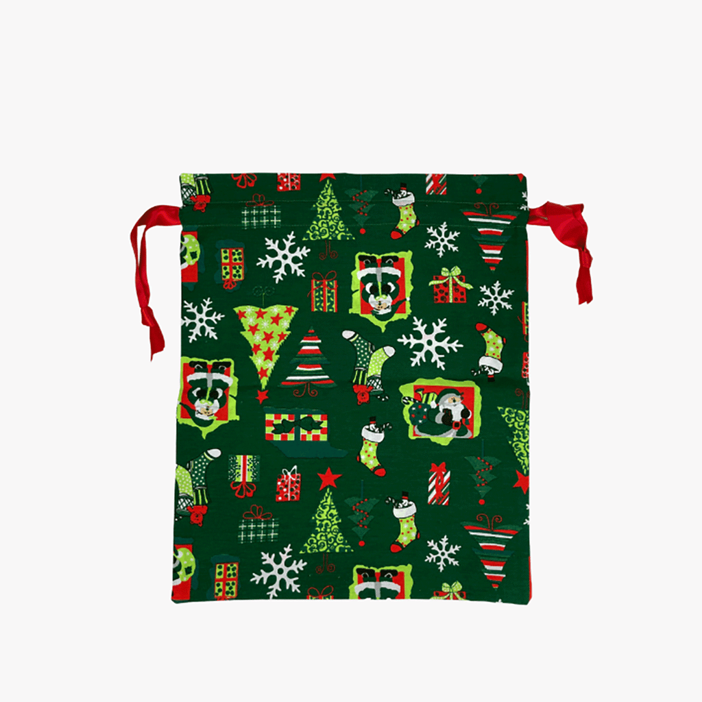 Joyful Print Cotton Christmas Gift Bag Large