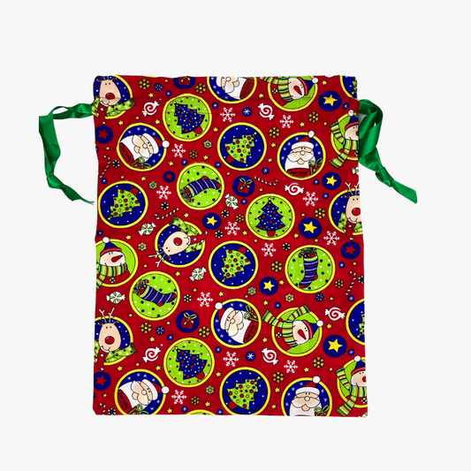 Joyful Print Cotton Christmas Gift Bag Large
