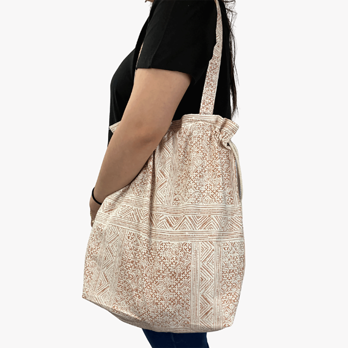 Cotton Tote Bag With Drawstring Closure