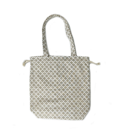 Print Drawstring Tote Bag Taupe