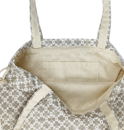 Print Drawstring Tote Bag Taupe