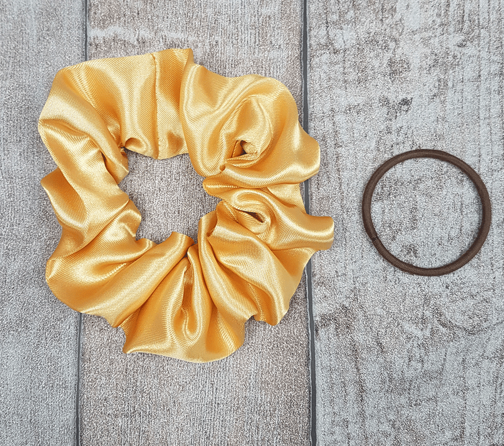 Dark Yellow Satin Scrunchies
