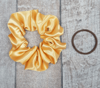 Dark Yellow Satin Scrunchies