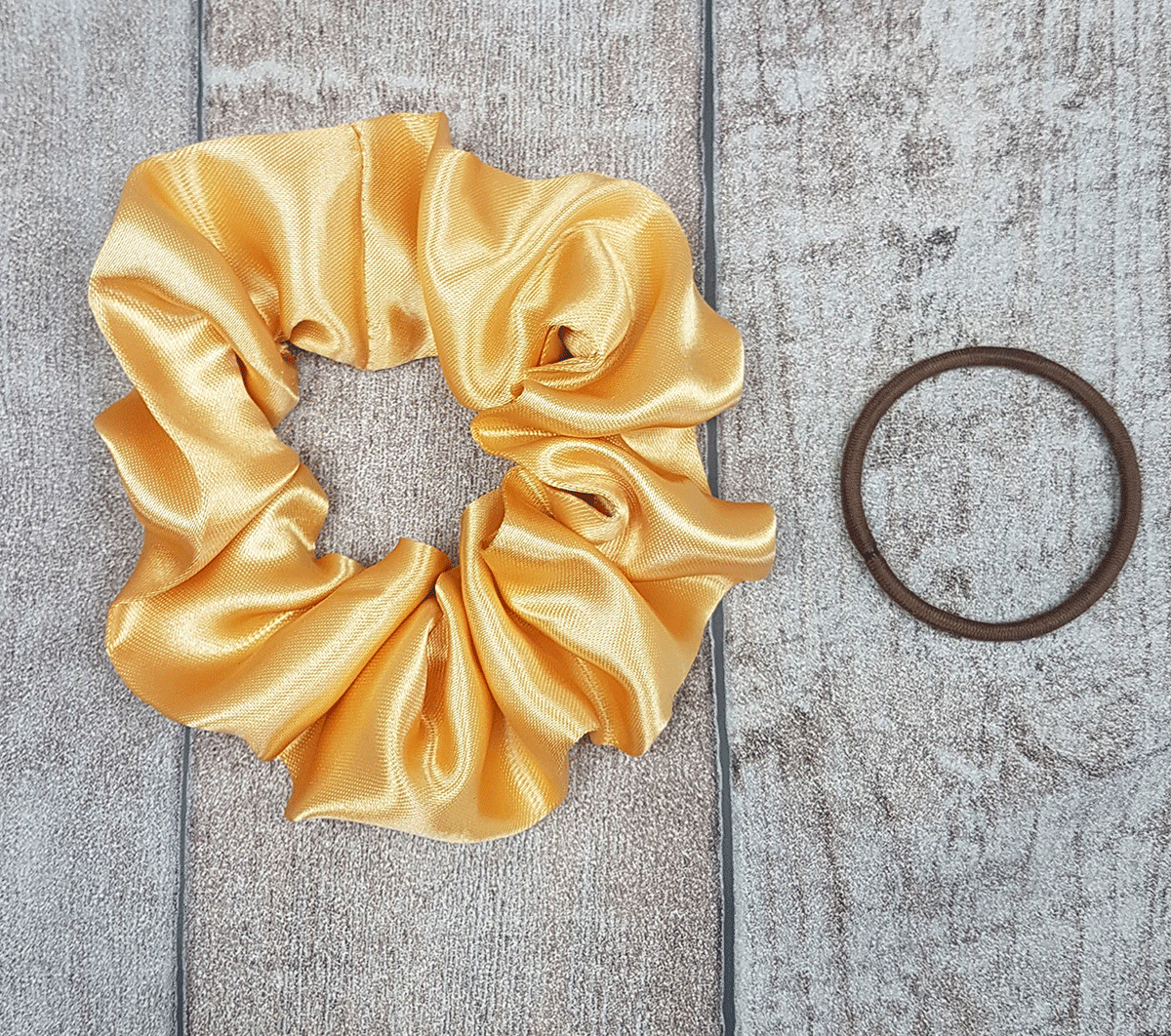 Dark Yellow Satin Scrunchies