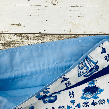 Fabric Gift Bag Delft Blue Print Clogs