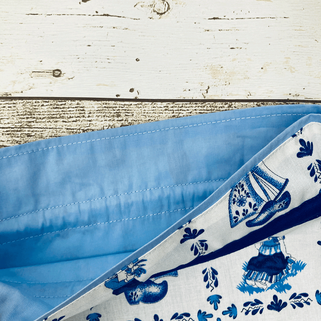 Fabric Gift Bag Delft Blue Print Clogs