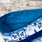 Fabric Gift Bag Delft Blue Print Tiles