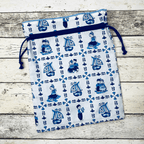 Fabric Gift Bag Delft Blue Print Clogs
