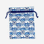 Fabric Gift Bag Delft Blue Print Tiles