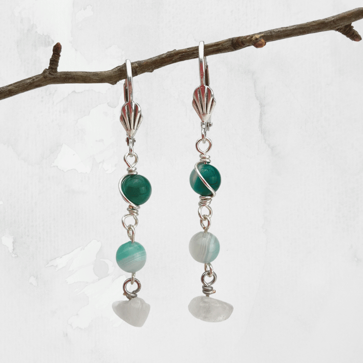 Blue Green Agate Earrings