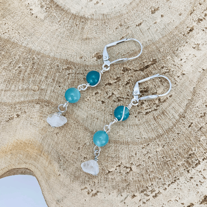 Blue Green Agate Earrings