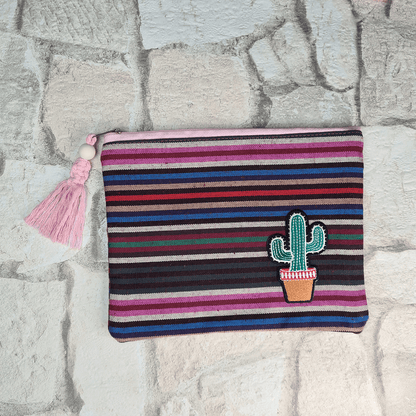 Ethnic Striped Print Cosmetic Bag