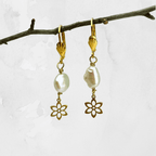 Freshwater Pearl Earrings With Flower Charm