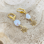 Freshwater Pearl Earrings With Flower Charm