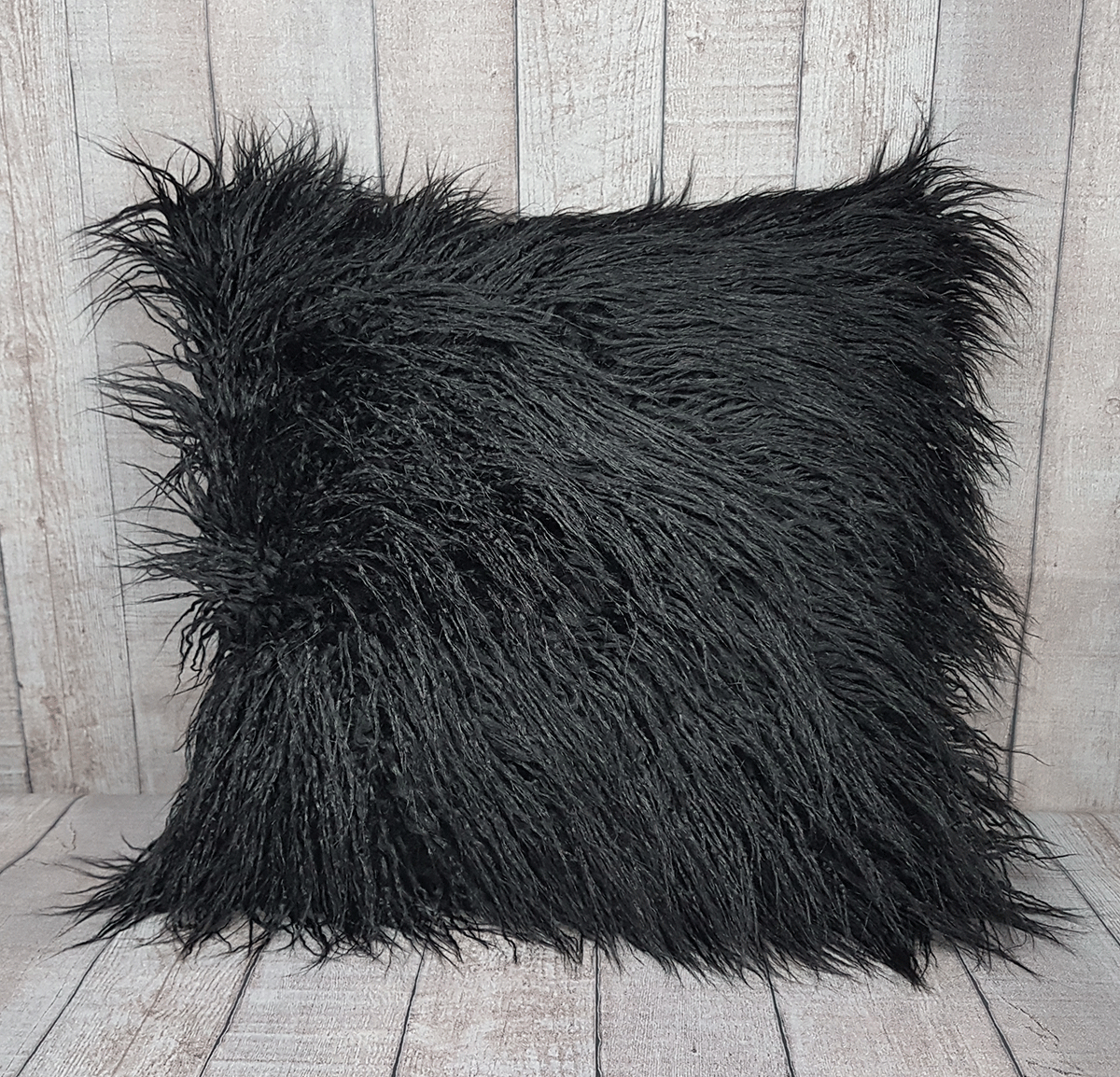Black Long Fur Cushion Cover 45x45