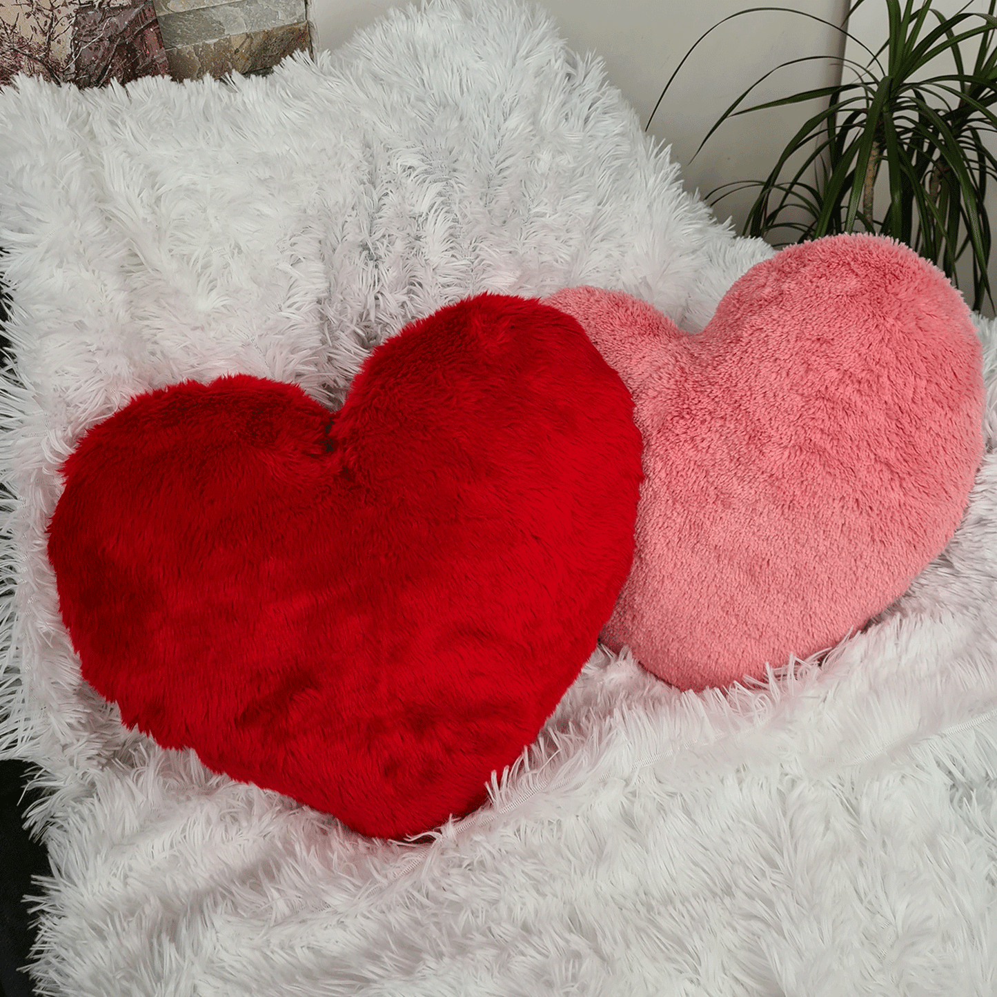 Red Plush Heart Shaped Pillow