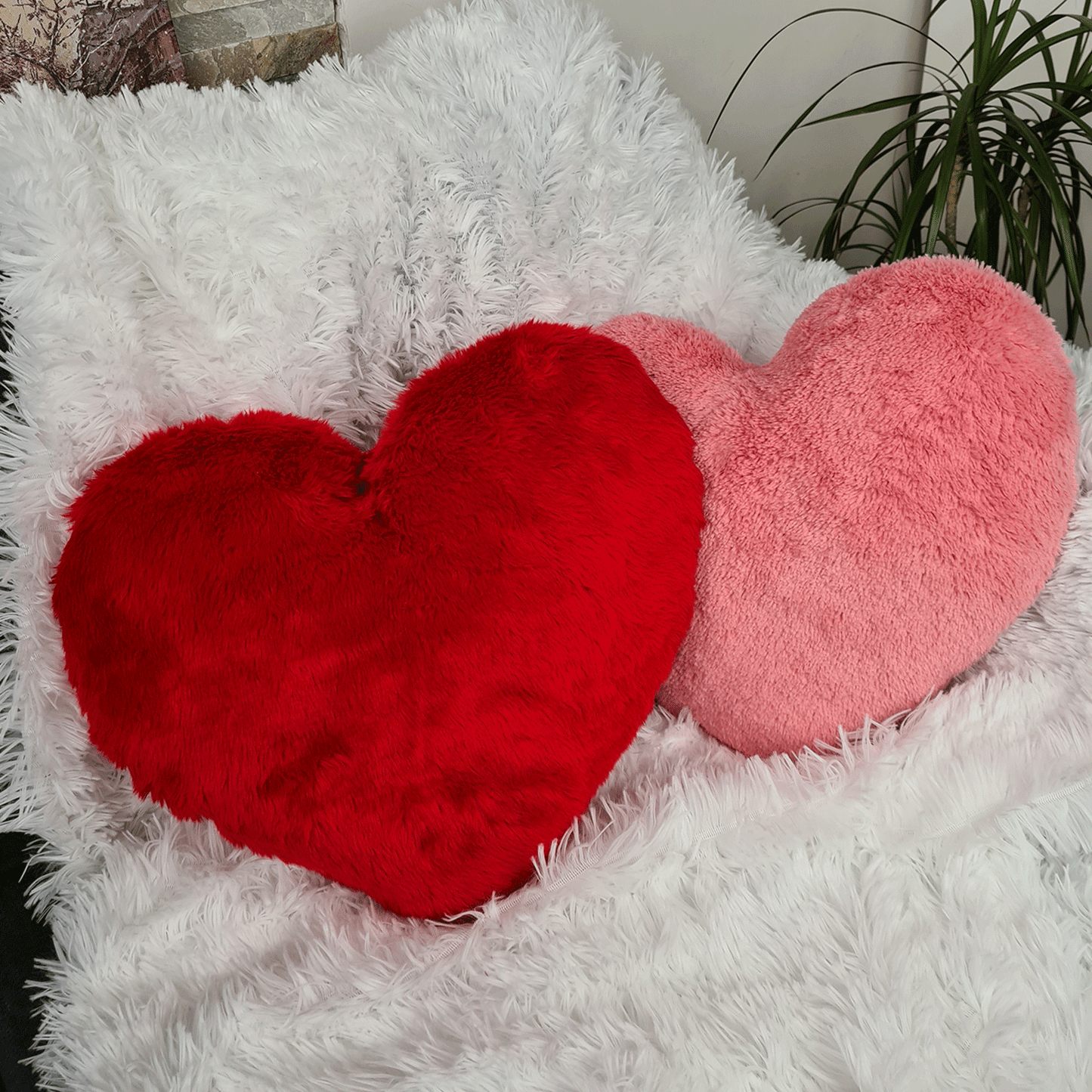 Red Plush Heart Shaped Pillow