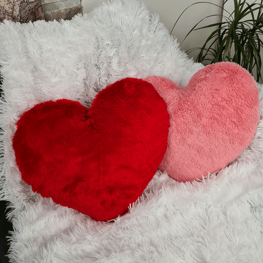 Pink Plush Heart Shaped Pillow