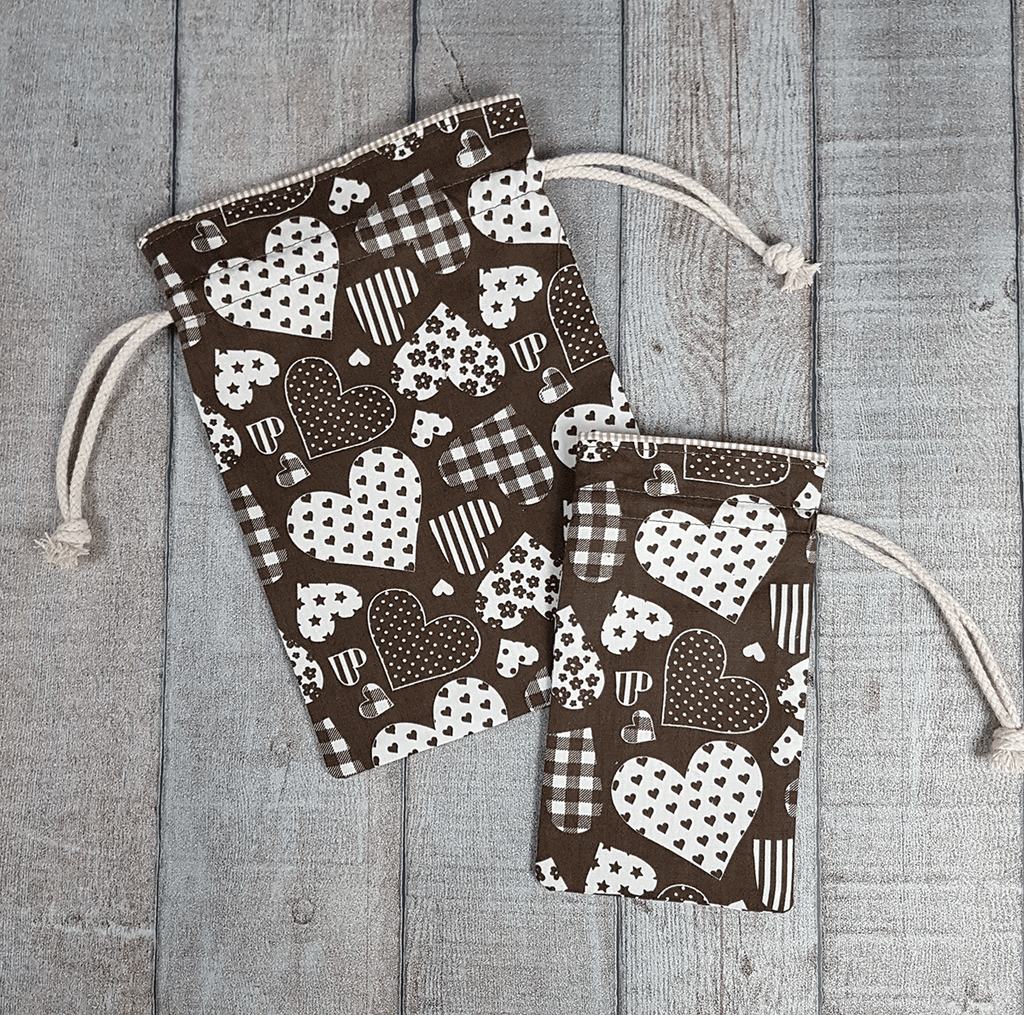 Drawstring Gift Bags Brown (set of 2)