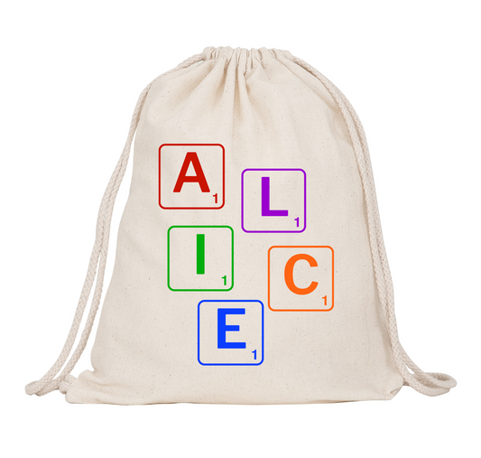 Personalized Kids Bag with Scrabble Name Color