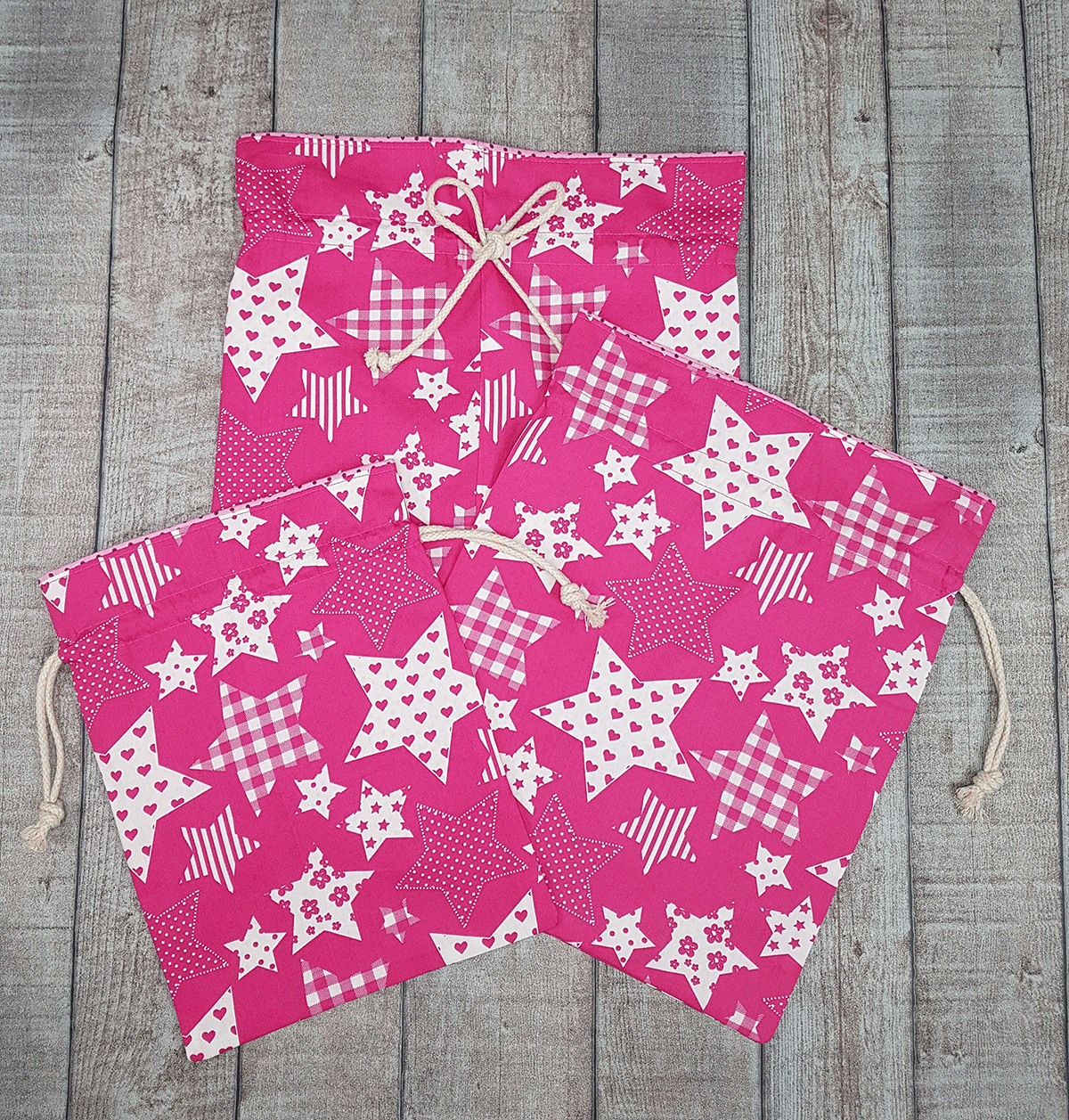 Drawstring Gift Bags Pink (set of 3)