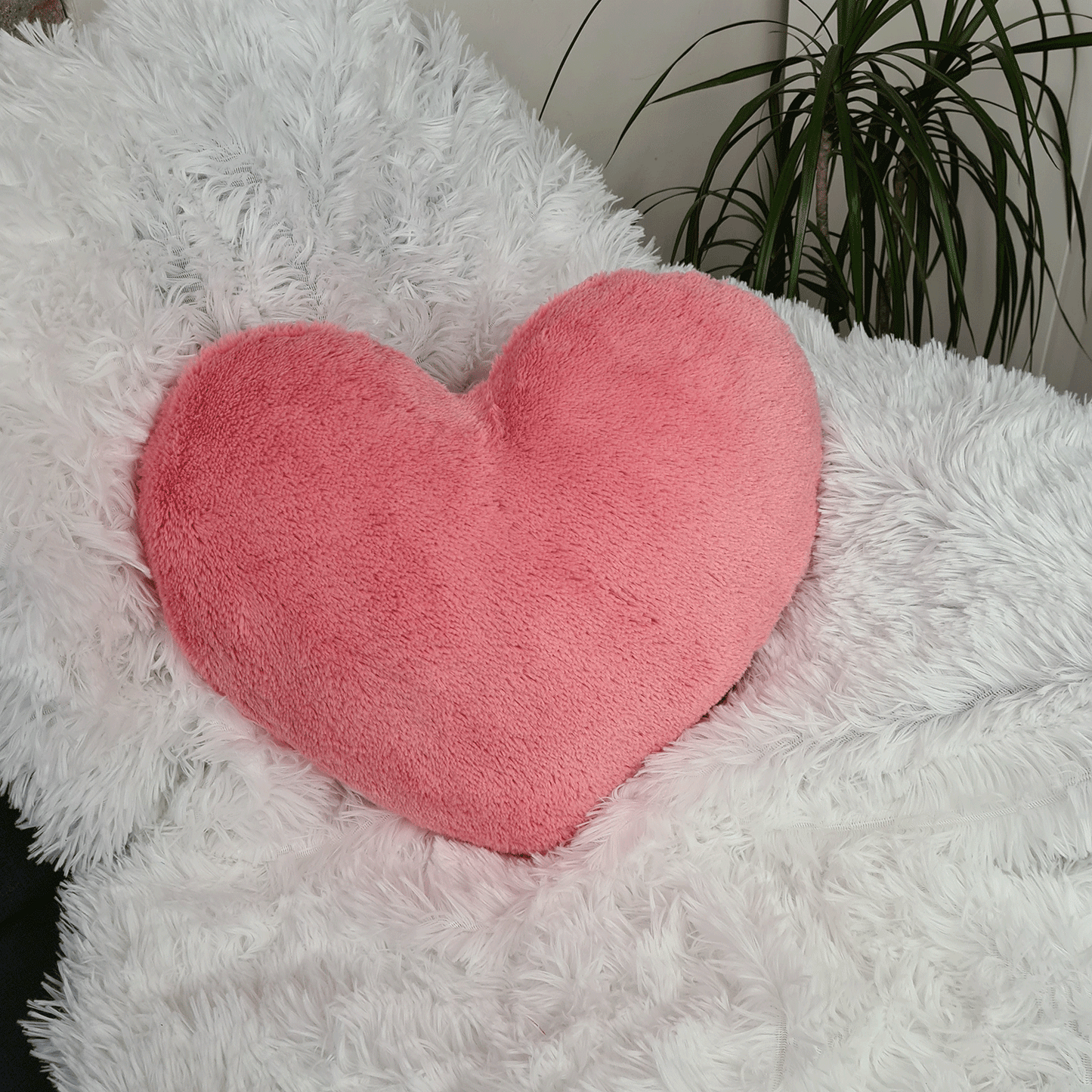 Pink Plush Heart Shaped Pillow