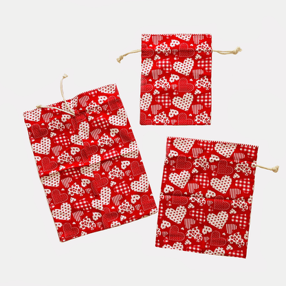Drawstring Gift Bags Red (set of 3)
