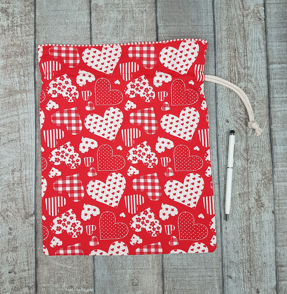 Drawstring Gift Bags Red (set of 3)