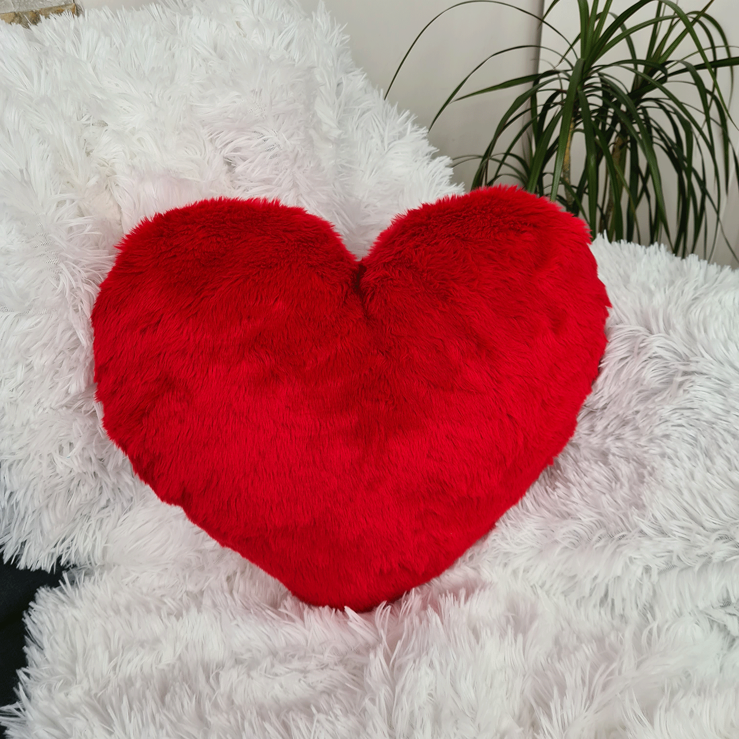 Red Plush Heart Shaped Pillow